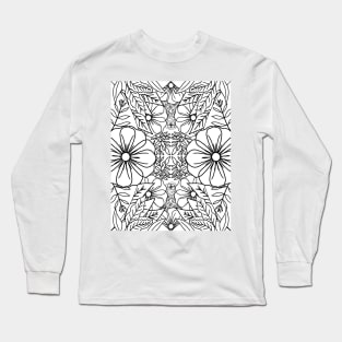 Black and white flower pattern Long Sleeve T-Shirt